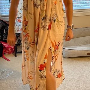Orange, flowy, beach-style Wrap around dress